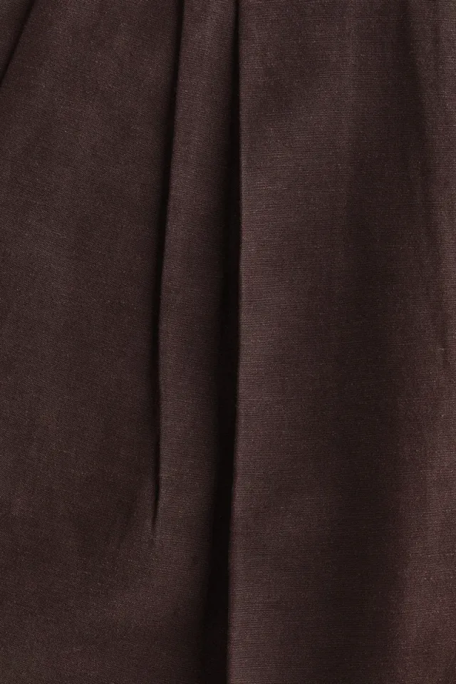 Brown High-Rise Linen-Blend Shorts for Women – image 8