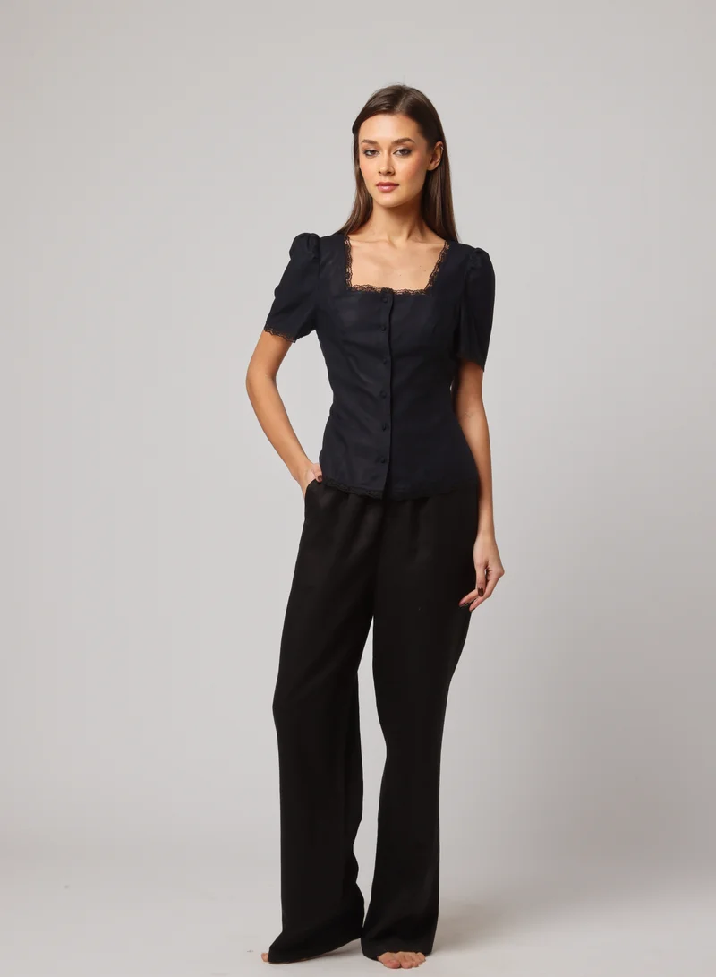 High-Waisted Wide-Leg Trousers