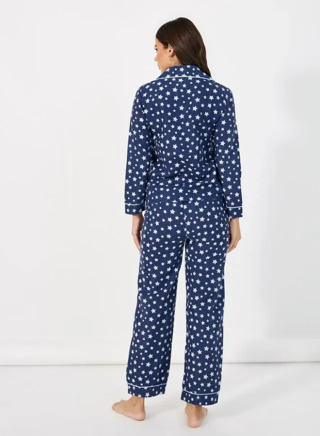 Cotton Linen Star Print Shirt Pyjama Set – image 4