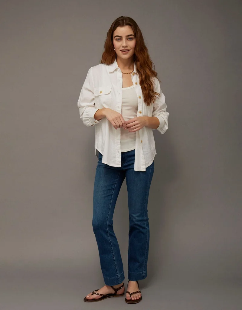 AE Linen Blend Button Up Shirt