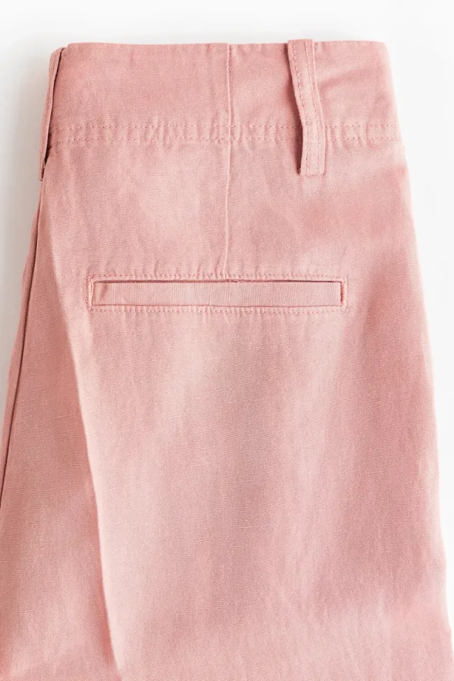 Pink Medium Dusty Tapered Linen-Blend Trousers for Women – image 5