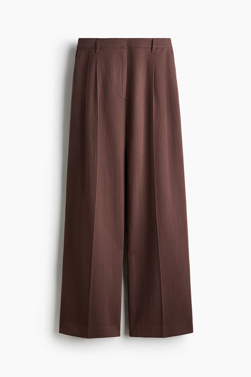 Linen-Blend Tailored Trousers