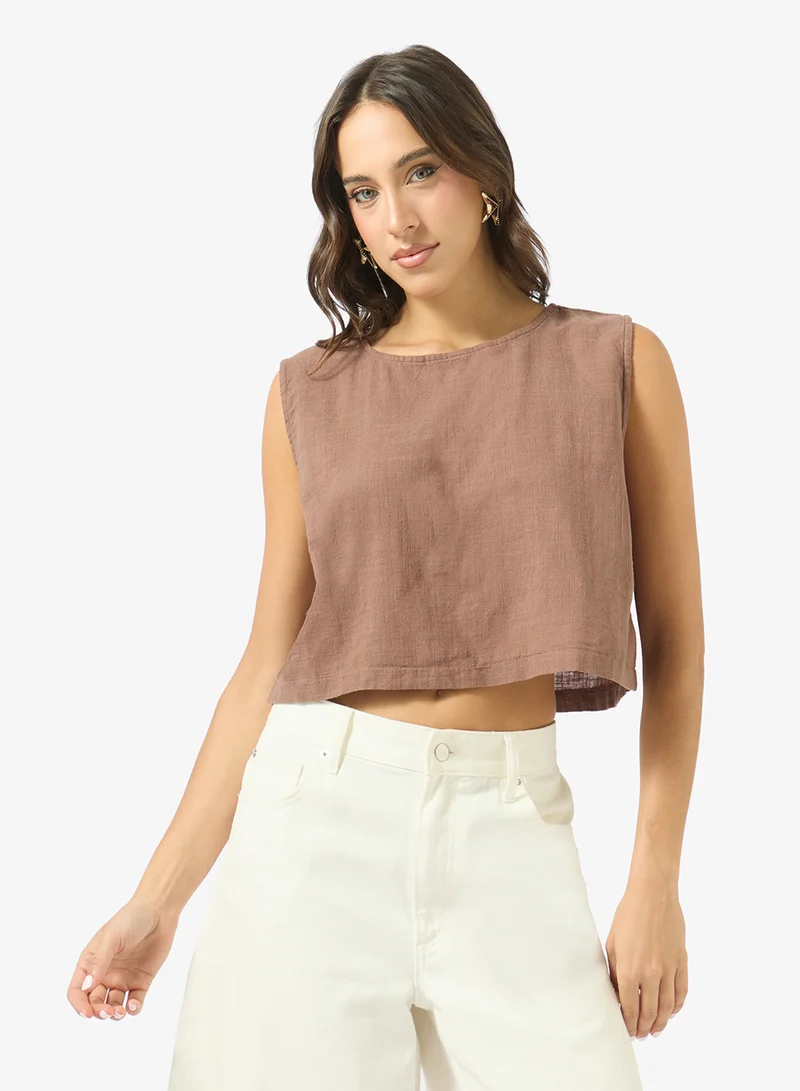 Relaxed Fit Linen Blend Top