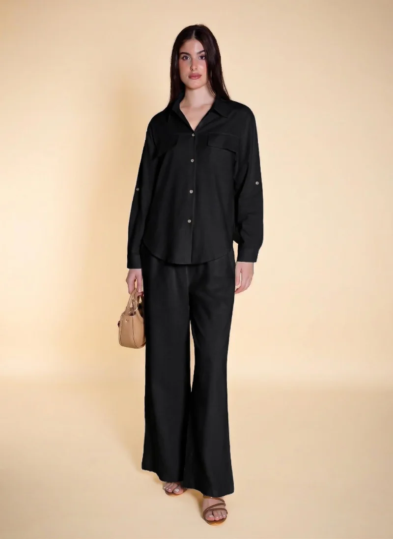 Linen Blend Shirt Set