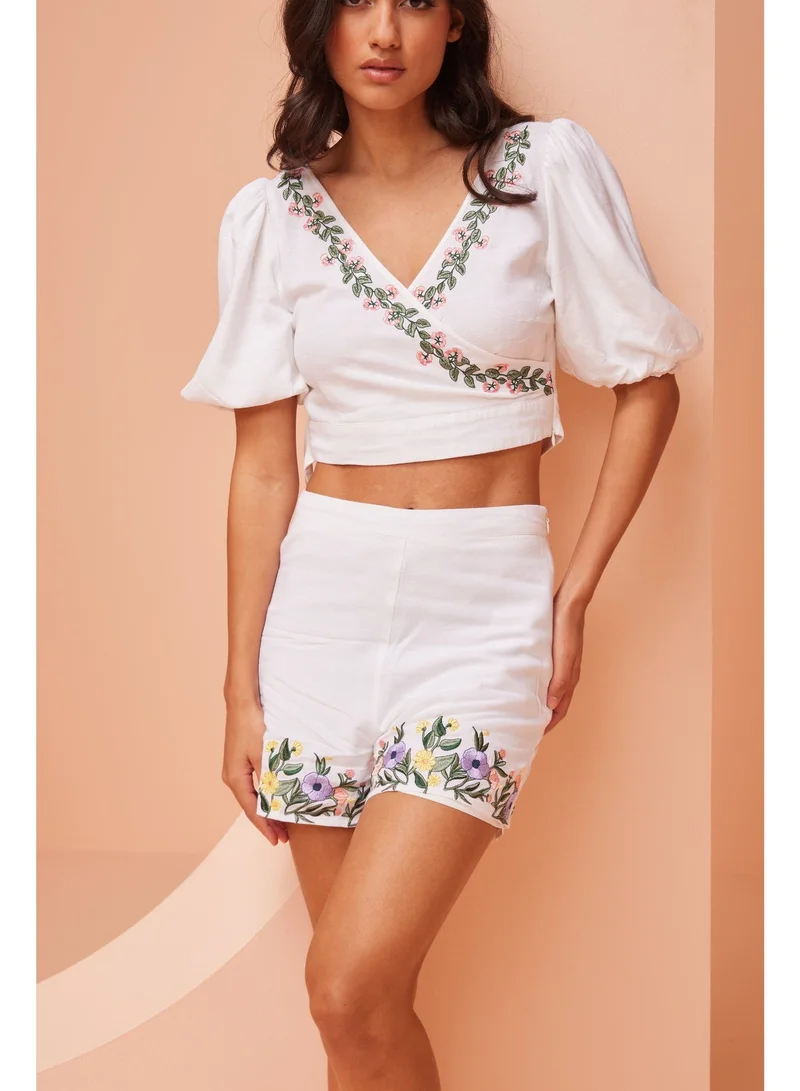 Floral Linen Crop Top