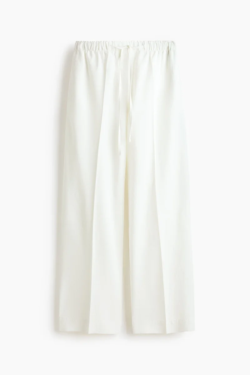بنطلون برباط من مزيج الكتان