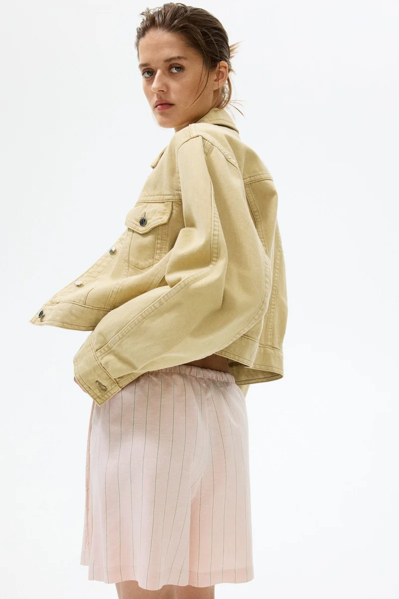 Linen Blend Drawstring Shorts