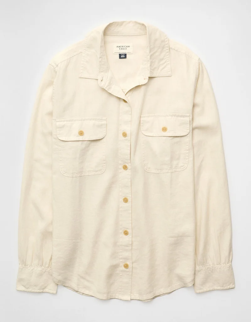 AE Linen Blend Button-Up Shirt