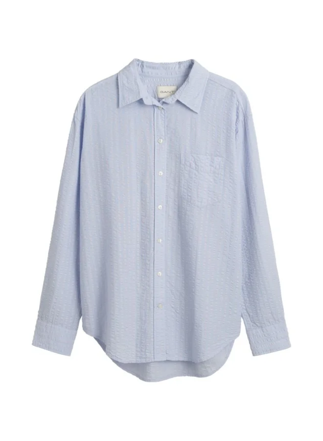 Relaxed Fit Tonal Striped Seersucker Shirt