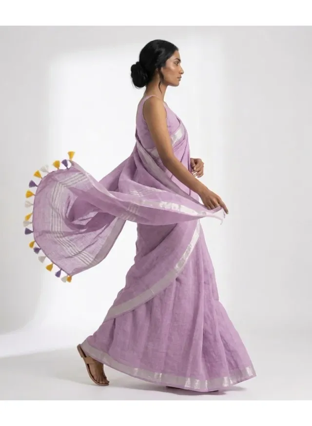 Bakul Linen Saree with Unstitched Blouse – image 4