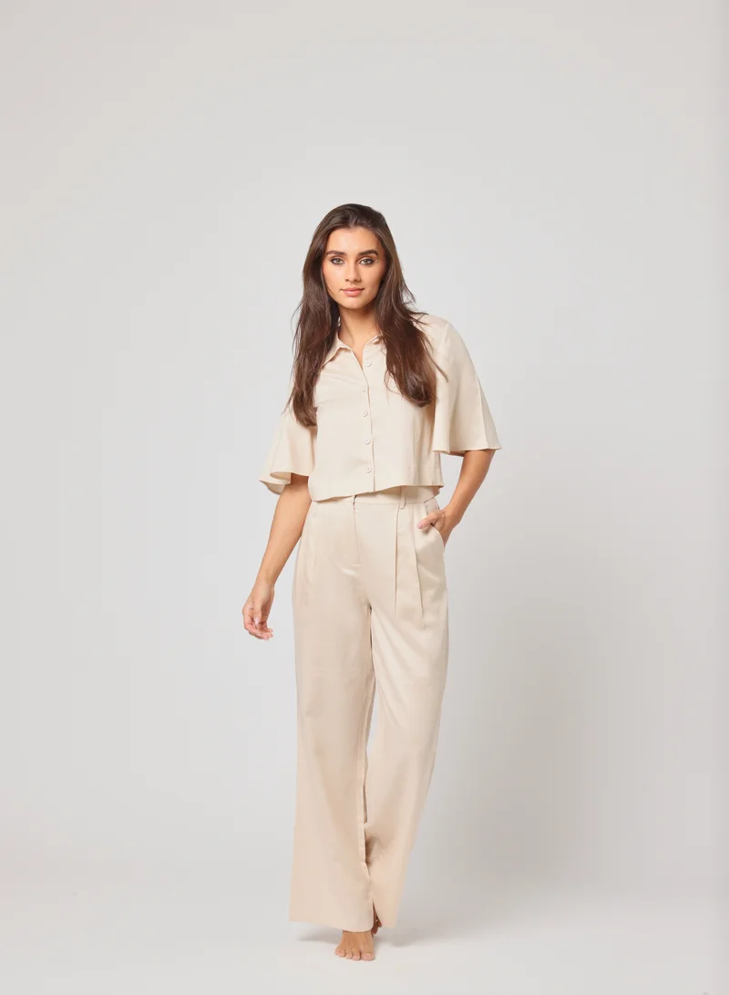 High-Waisted Wide-Leg Trousers