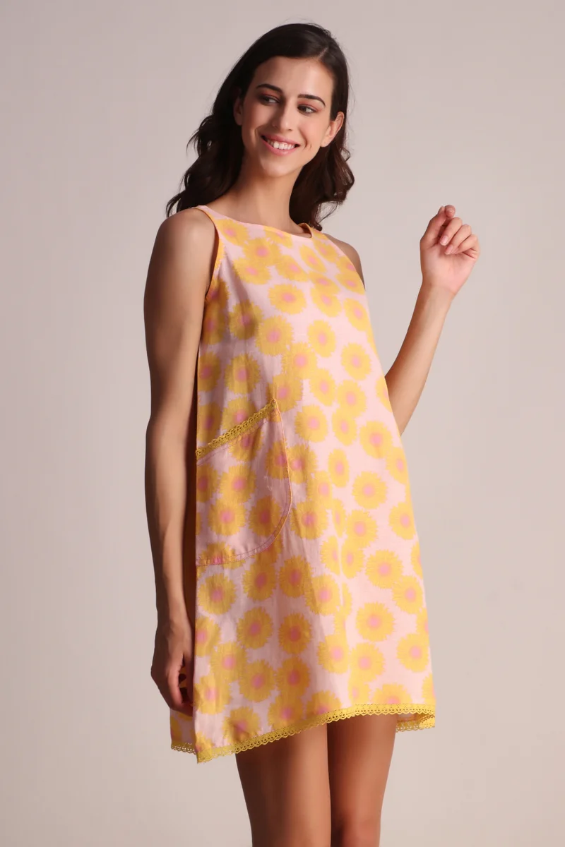 Linen Cotton Print Dress