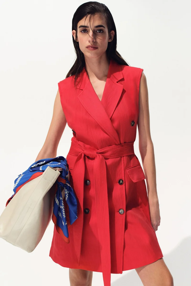 Linen-Blend Blazer Dress