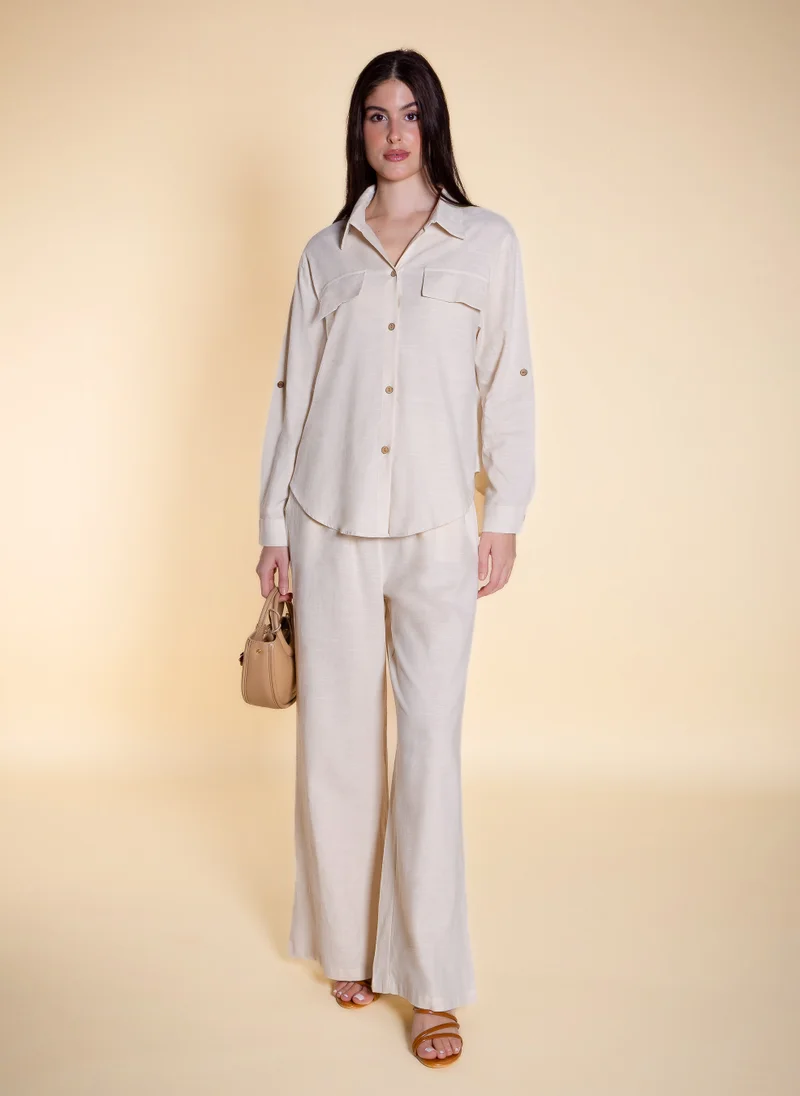 Linen Blend Comfort Shirt Set