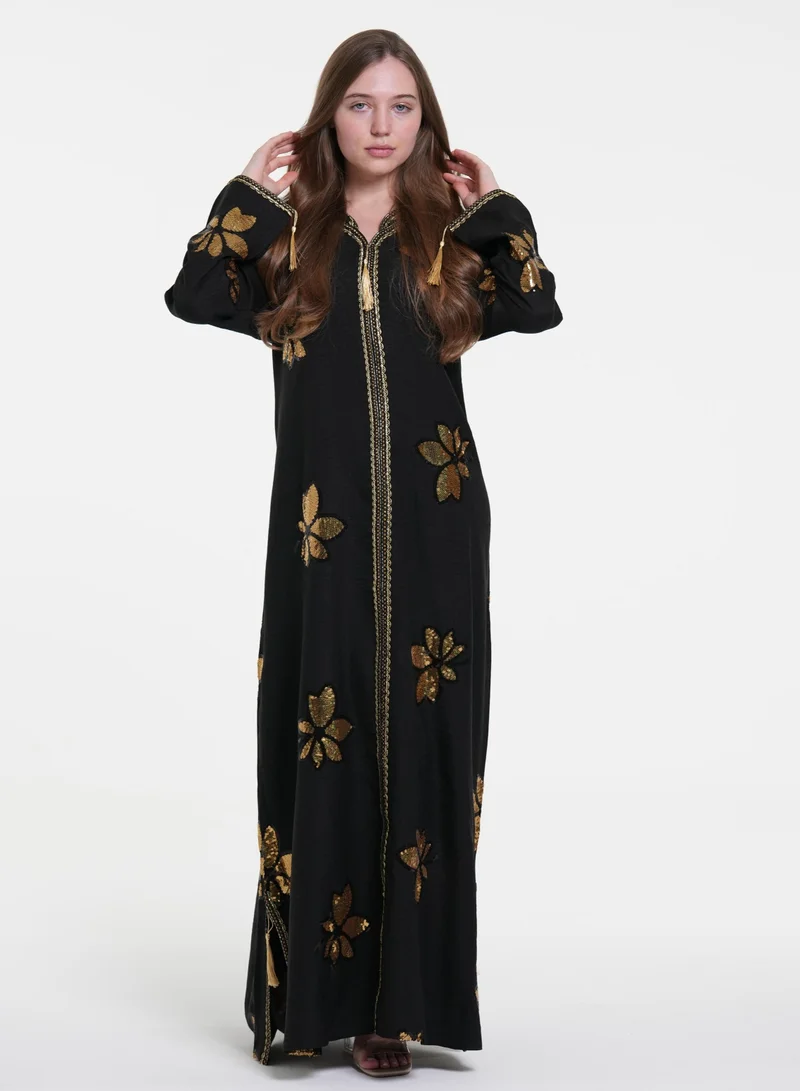 Linen Casual Jalabiya Dress