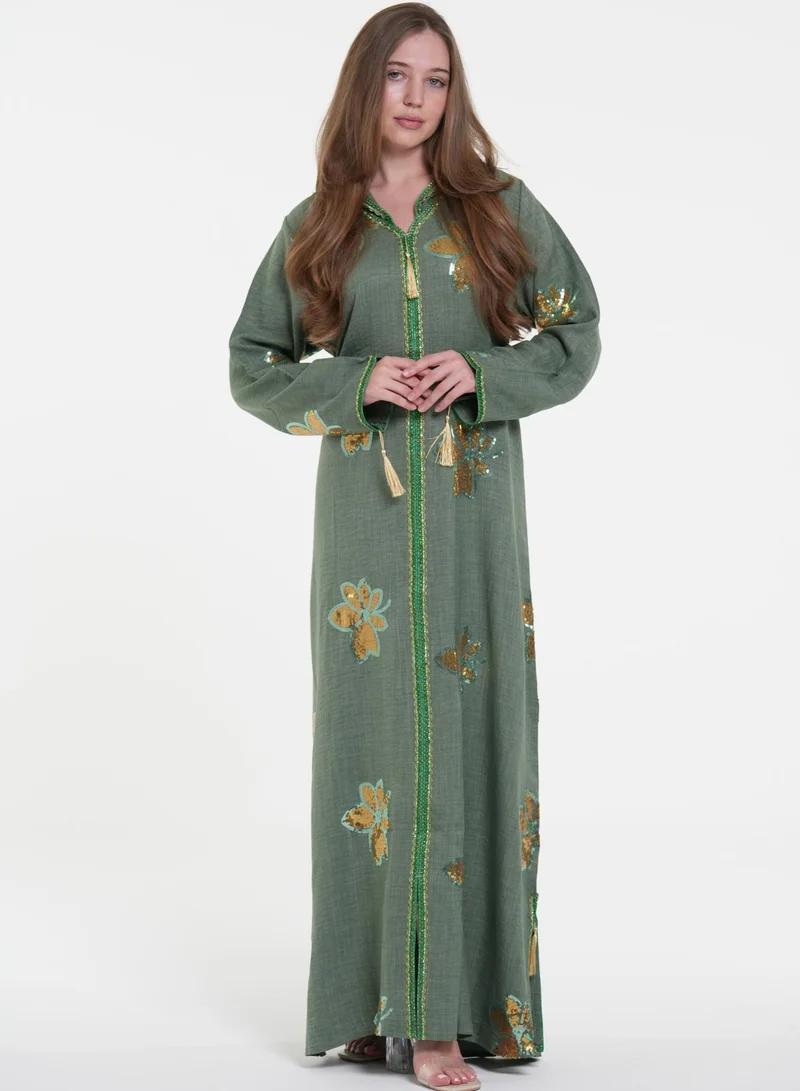 Linen Casual Jalabiya Dress