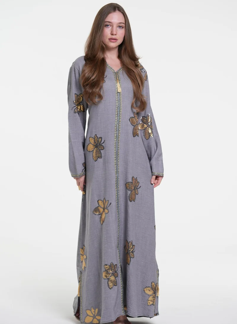 Linen Casual Jalabiya Dress