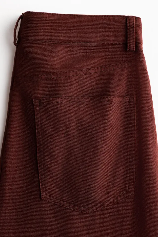 Brown Dark Solid High-Rise Full-Length Linen-Cotton Trousers – image 5