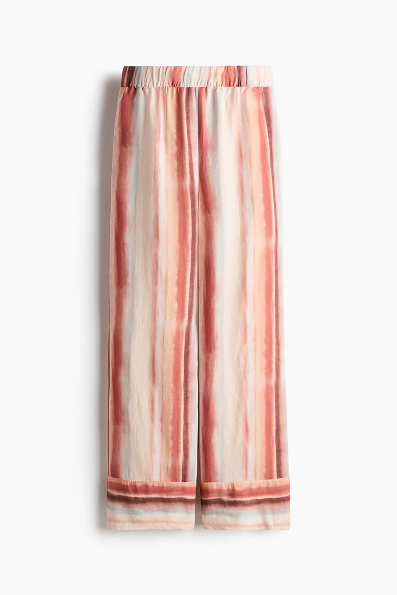 Wide Linen Blend Pull-On Trousers