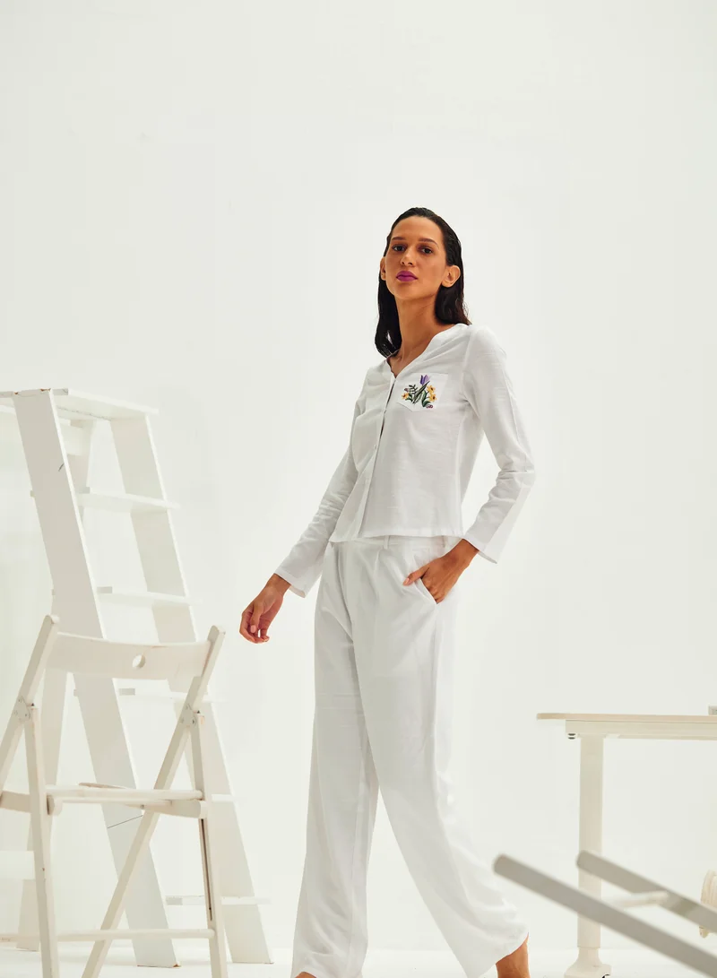 Linen High Waist Wide Leg Trousers
