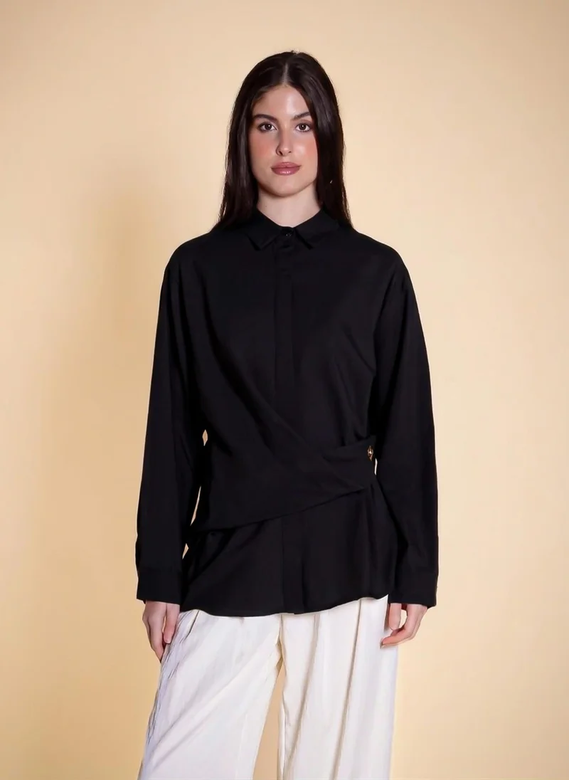 Wrapped Linen Blend Shirt