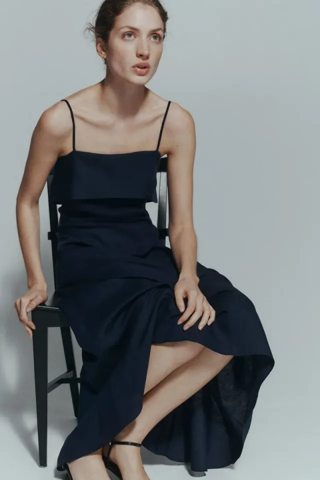 Strappy Linen-Blend Dress