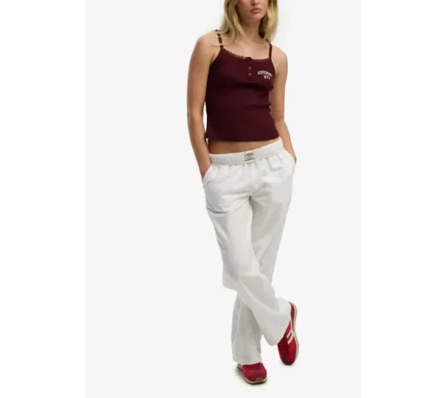 Cotton Linen Elastic Waist Trousers for Women - Optic White – image 3