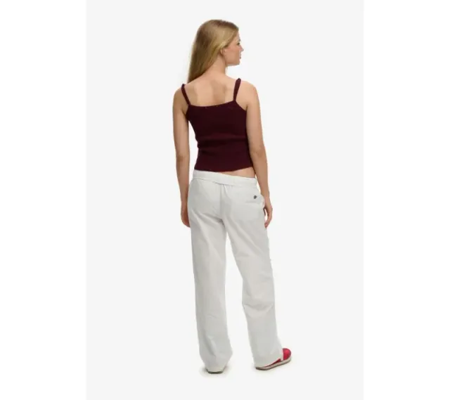Cotton Linen Elastic Waist Trousers for Women - Optic White – image 7