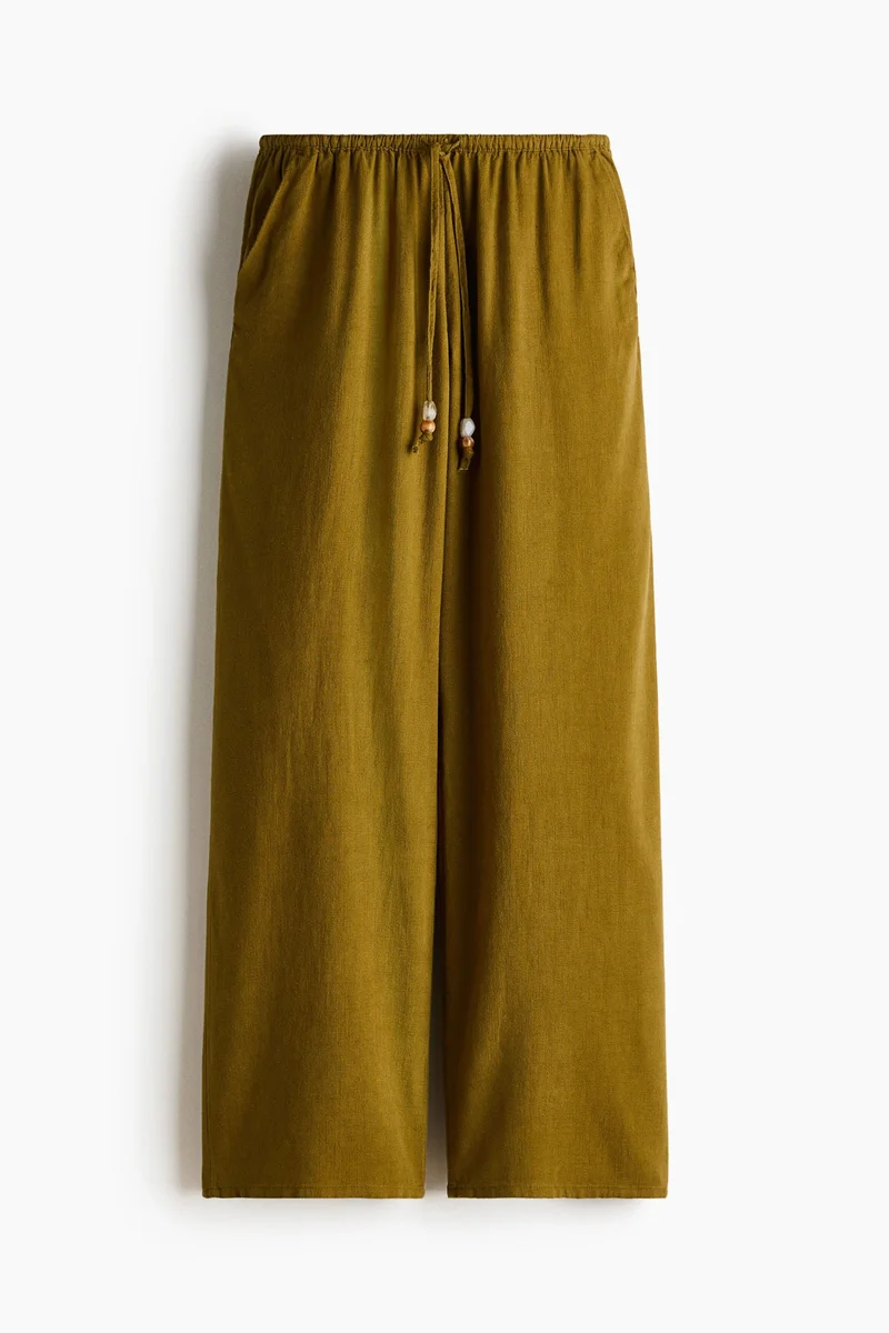 Linen-blend Drawstring Trousers
