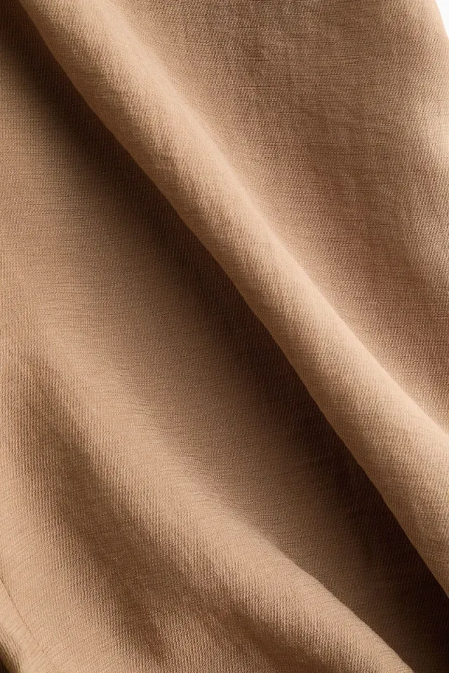 Brown Flared Ankle-Length Trousers with Elastic Waistband – image 2