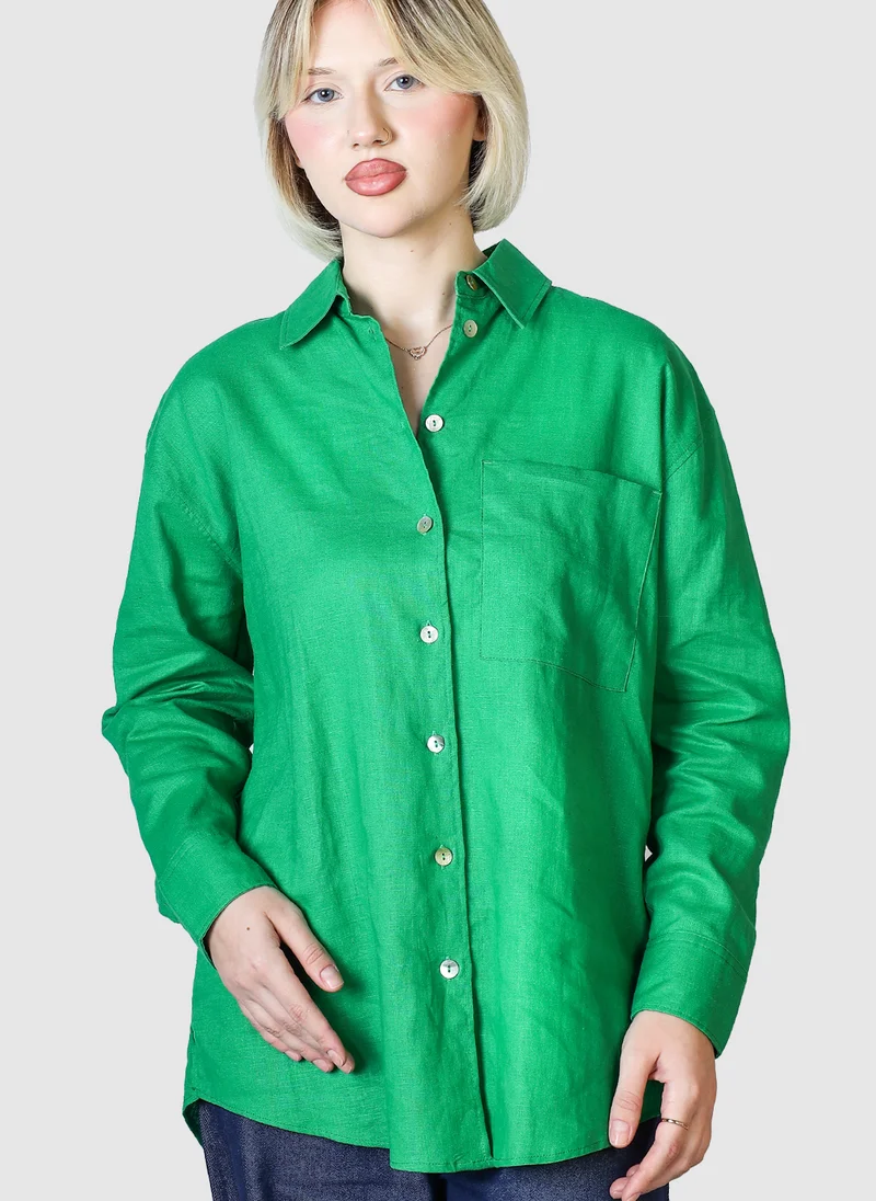 Linen Regular Fit Button-Down Shirt