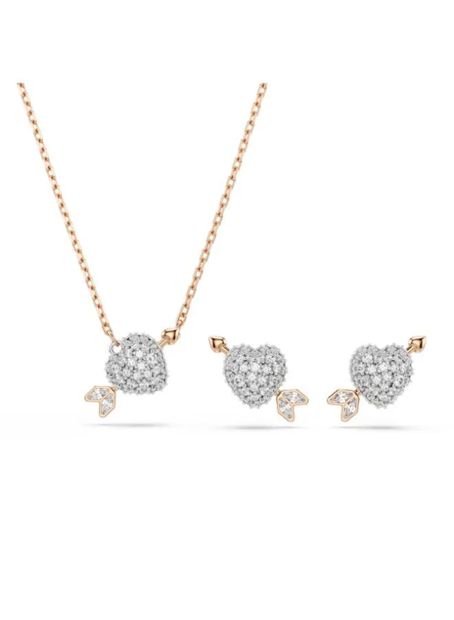 White Crystal Plated Jewellery Set, Rose Gold-Tone