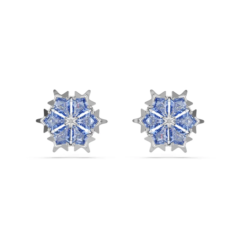 Snowflake Stud Earrings, Rhodium