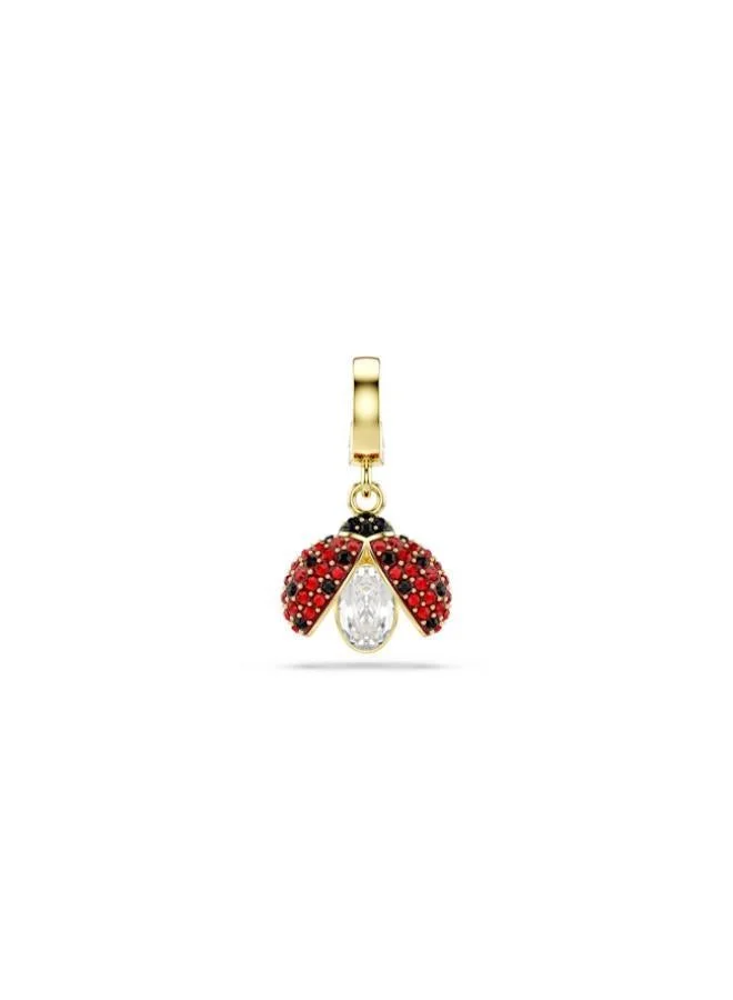 Ladybug Charm Bracelet Gold Tone Red