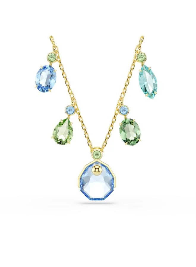Gema Gold Tone Drop Necklace Black & Green