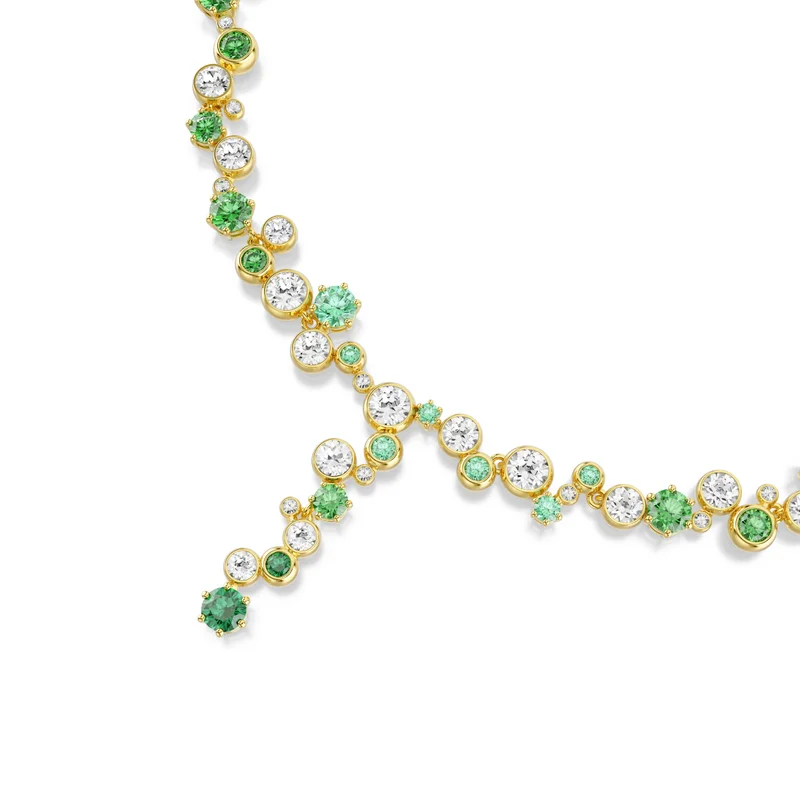Constella Y Necklace Mixed Cuts, Green Gold-tone