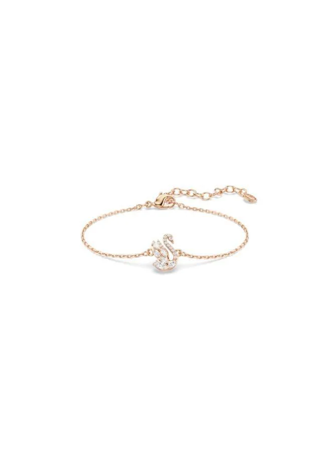 Swan White Crystal Bracelet Rose Gold Tone