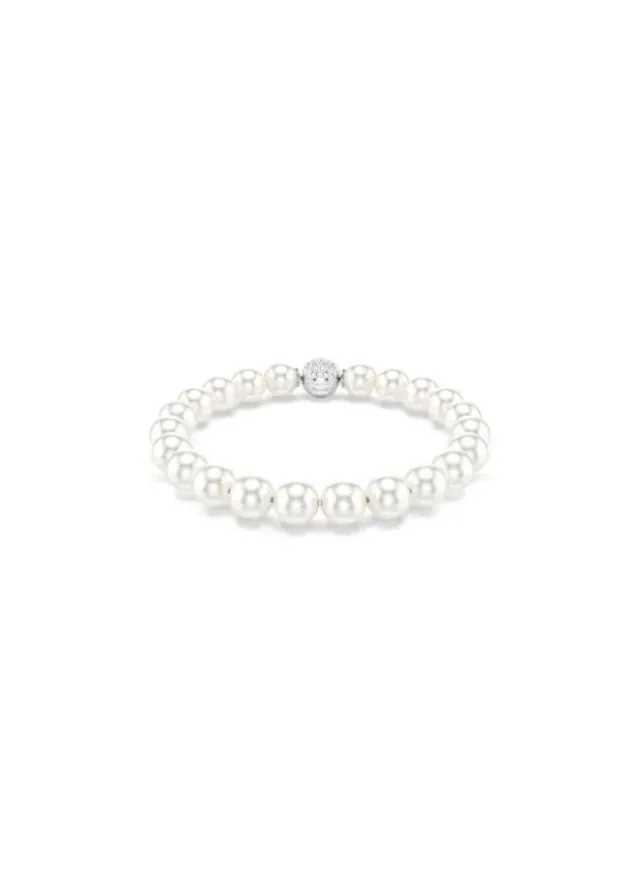 Matrix Magnetic Rhodium Plated Bracelet White Pearl