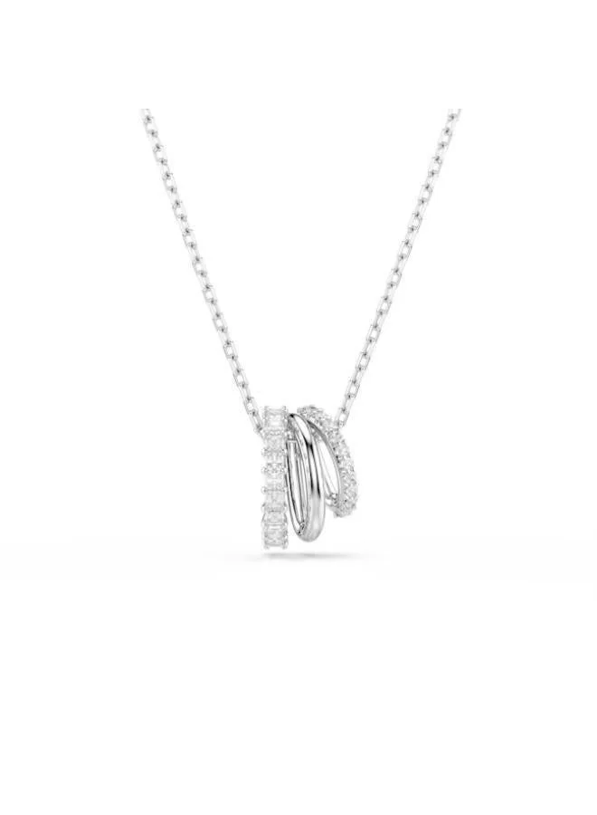 Hyperbola Rhodium Plated Crystal Pendant Necklace White