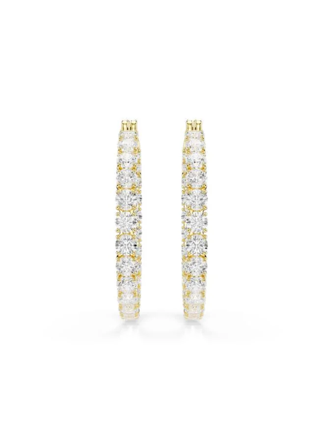 Matrix White Crystal Hoop Earrings Gold Tone