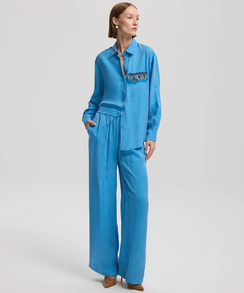 Wide-Leg Drawstring Trousers