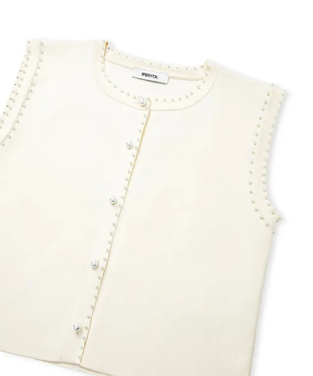 Faux Pearl Knit Vest – image 6