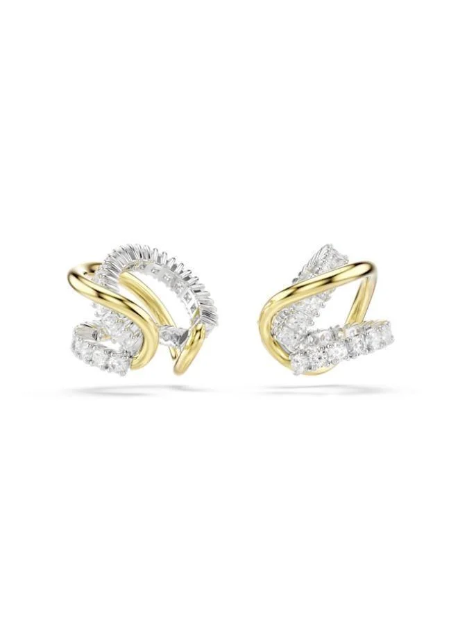 Hyperbola Crystal Mixed Plated Ear Cuffs White