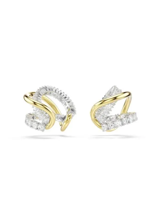 Hyperbola Crystal Mixed Plated Ear Cuffs White