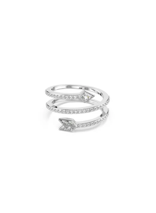 Crystal Arrow Rhodium Plated Ring, White