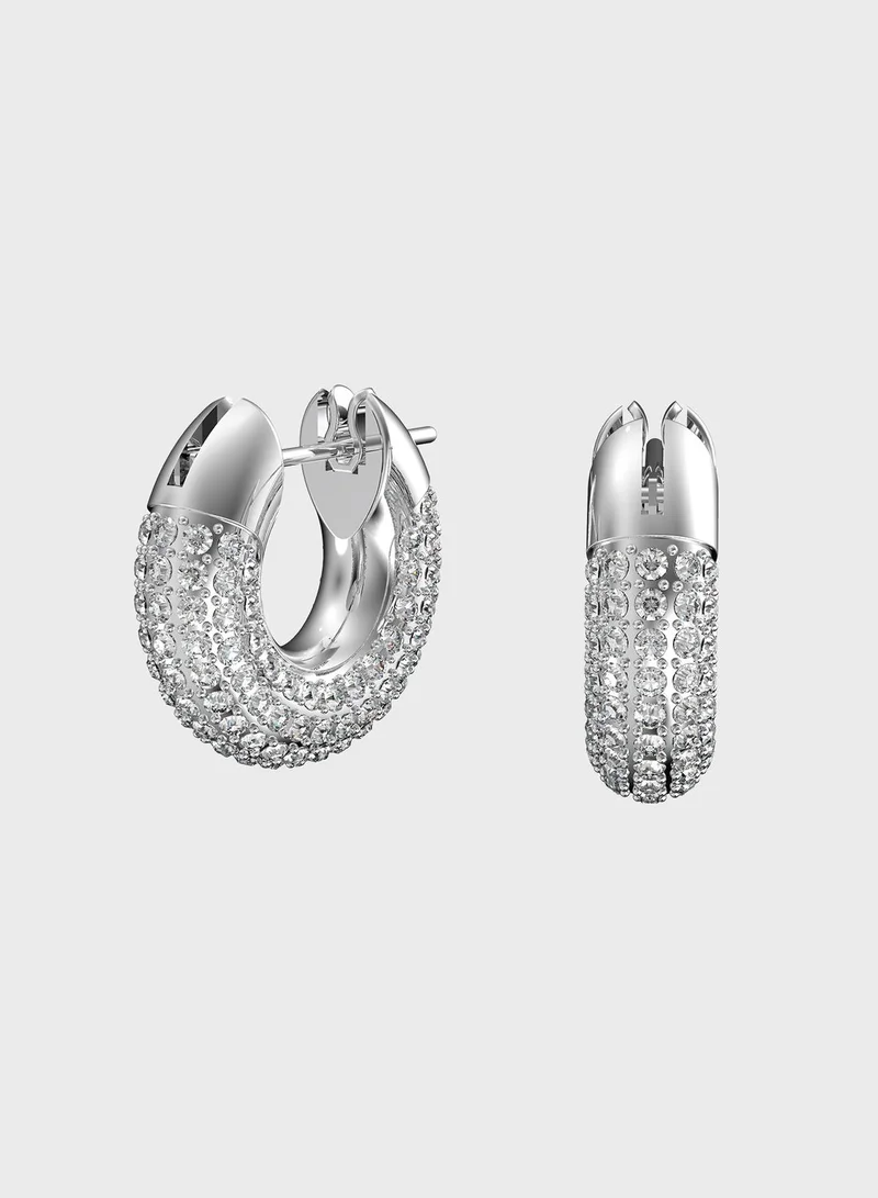 Dextera Rhinestone Rhodium Plated Hoops