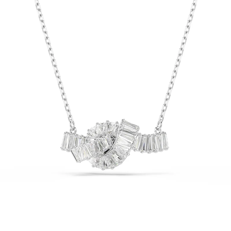 Matrix Baguette Cut Knot Pendant, White