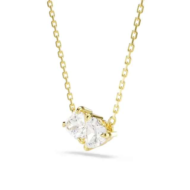 Gold Plated Swarovski Zirconia Twin Heart Necklace – image 3