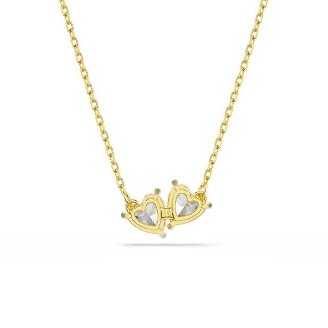 Gold Plated Swarovski Zirconia Twin Heart Necklace – image 5