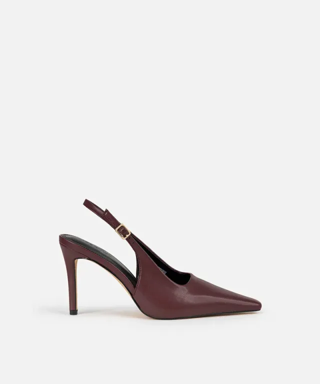 Faux Leather Slingback Heels